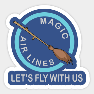 magic airlines flying Broom Sticker